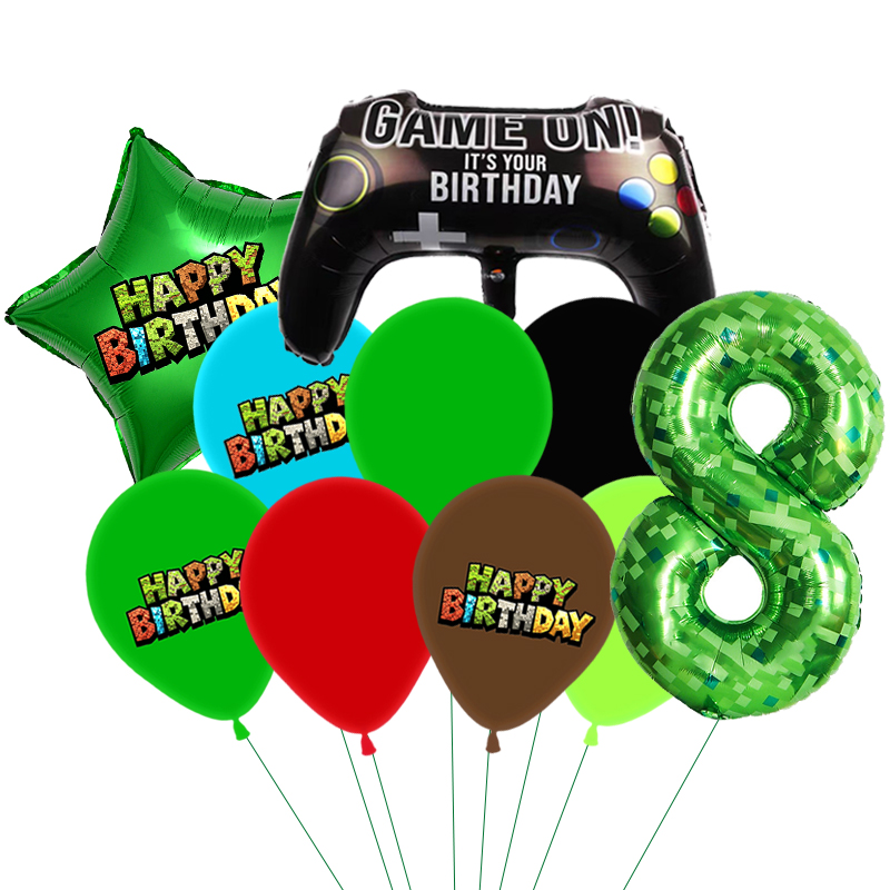 Party Games Minecraft - Green My World Balloons Theme Number
