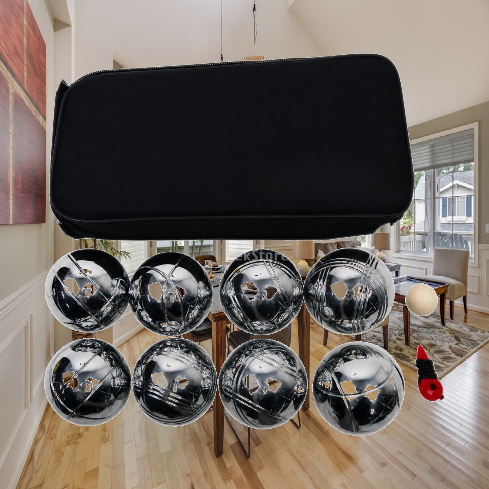 Bocce Ball Lawn - Bocce Lawn Game with Reflective Metal